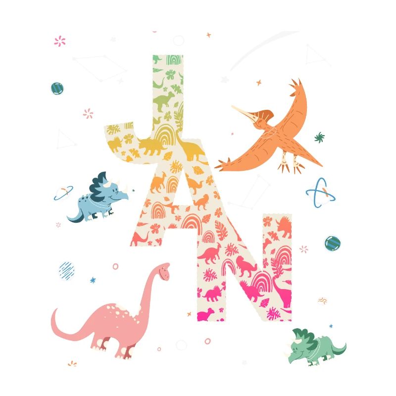 JAN - Beautiful boy name with dinosaur