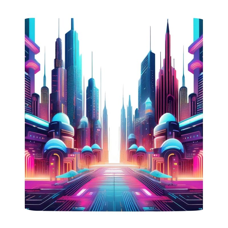 Futuristic Neon Skyline – Sci-Fi Cityscape Art