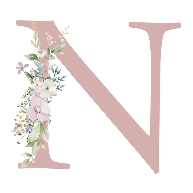 N Monogramm, Floral, personalisierbar