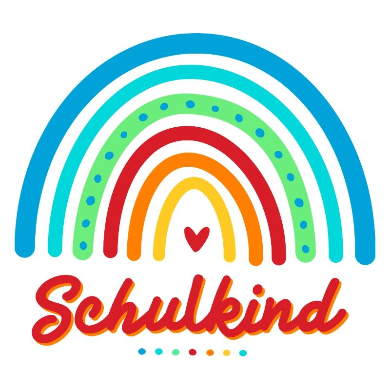 Schulkind bunter Retro Regenbogen Einschulung