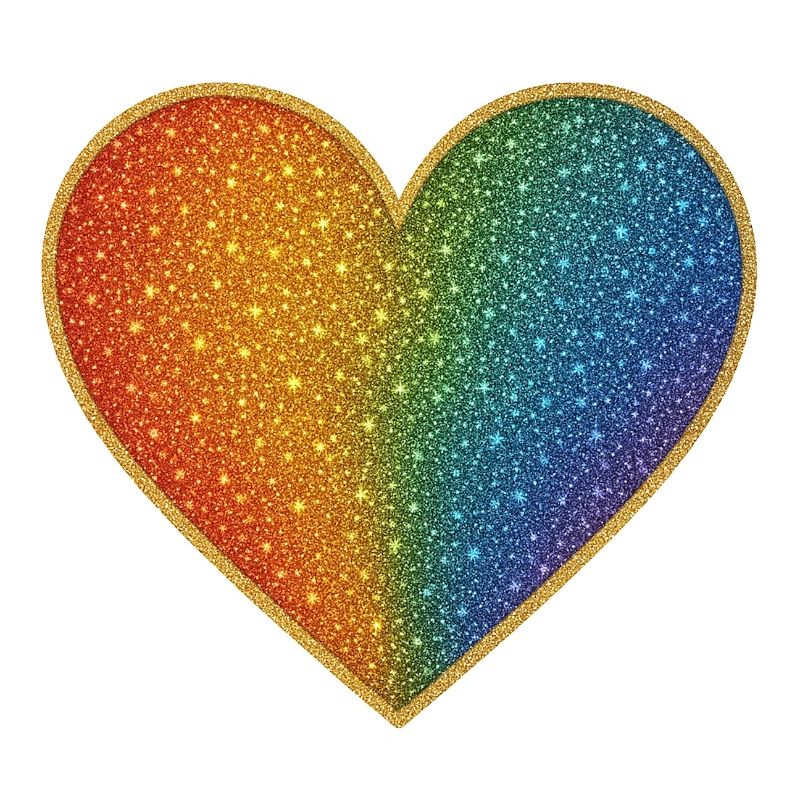 Sparkling rainbow heart design