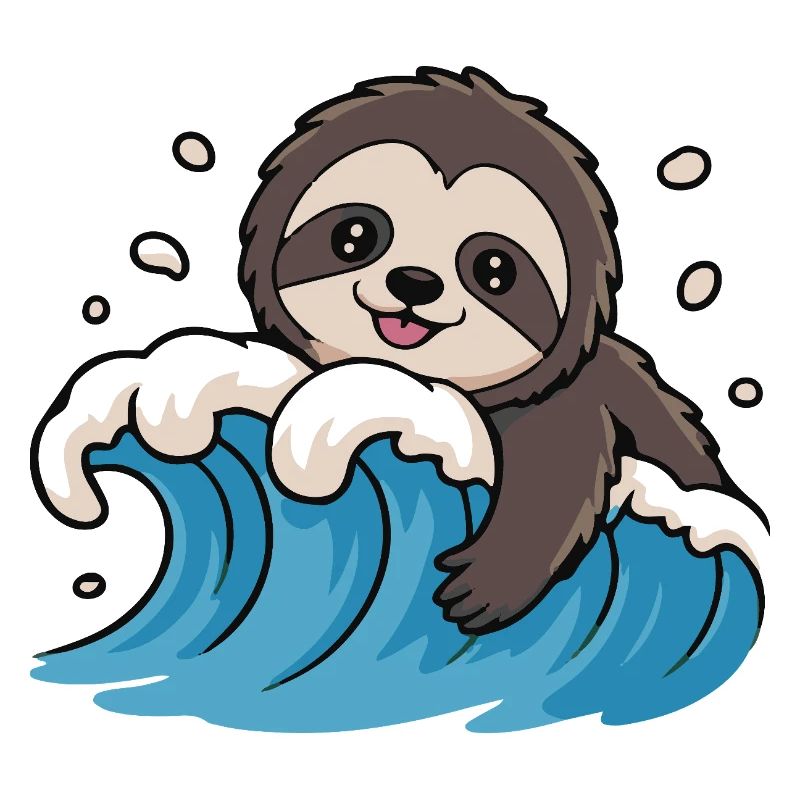 Sloth Surf on Ocean Wave