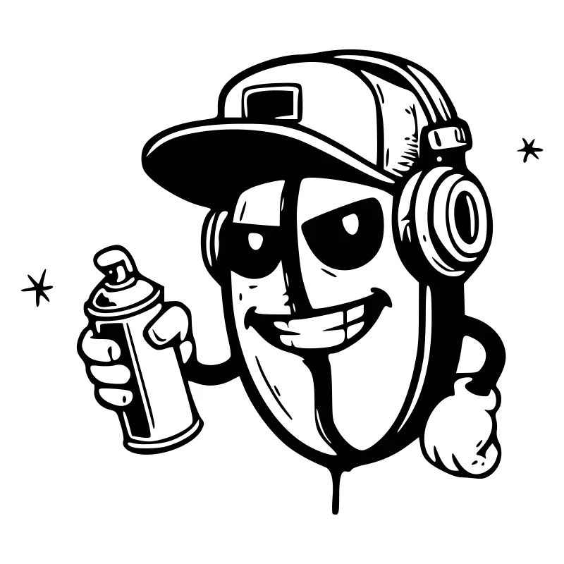 graffiti kaffeebohne character hip-hop