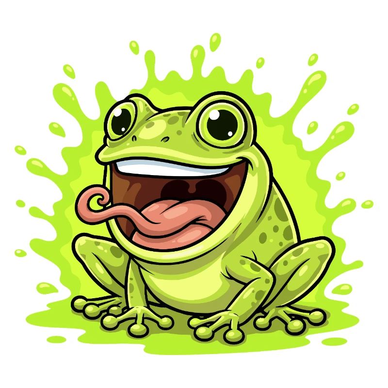 Lime Frog Splash Cartoon