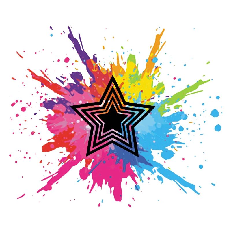 Black star and multicolored explosion