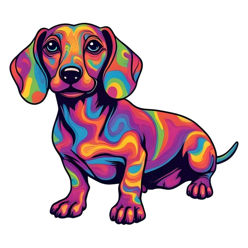 Teckel psychédélique Explosion de couleurs Pop Art
