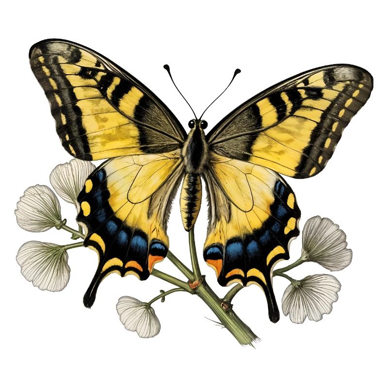 Swallowtail Butterfly - Engraving Drawing