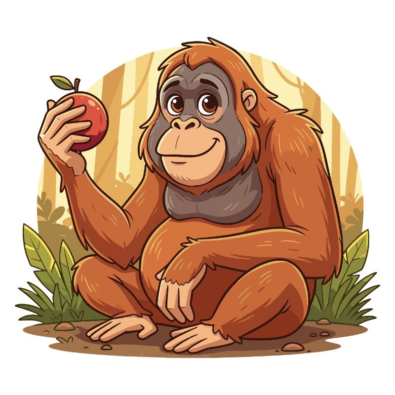 Orangutan mit Apfel – Dschungelcharme