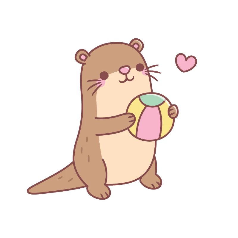 Cute Otter Playing With Beach Ball