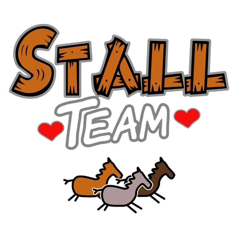 Team im Stall Pferde