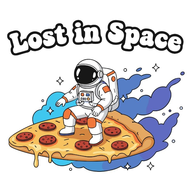 Astronaut on pizza in space