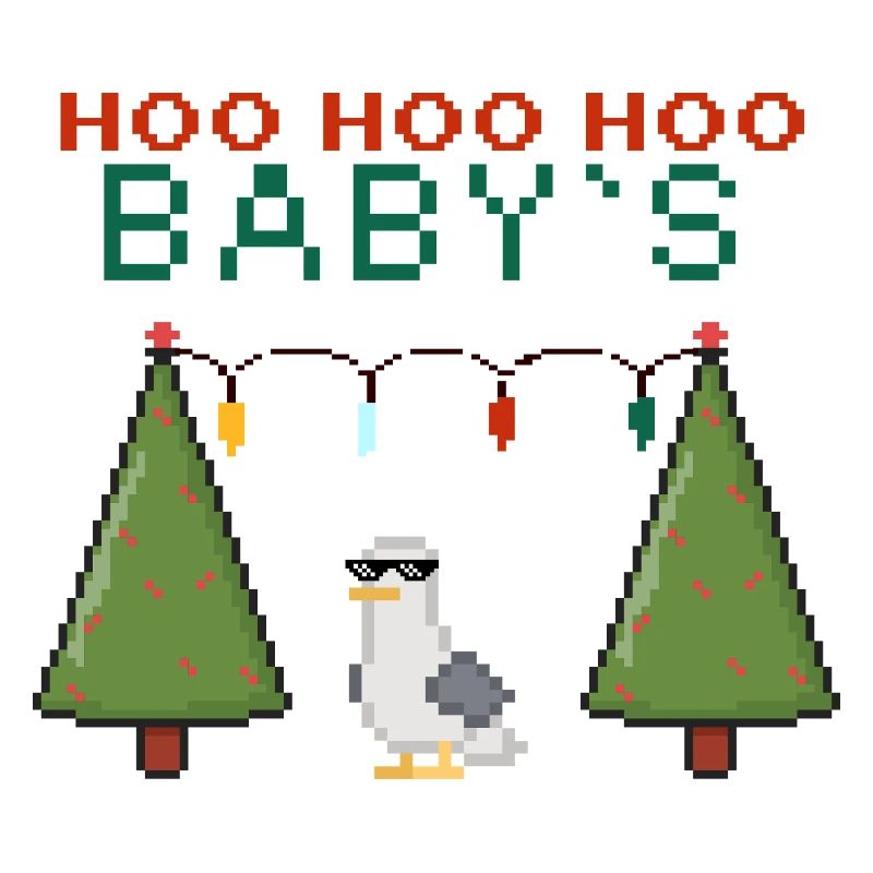 Pixel-Weihnachtsvogel mit Lichterketten
