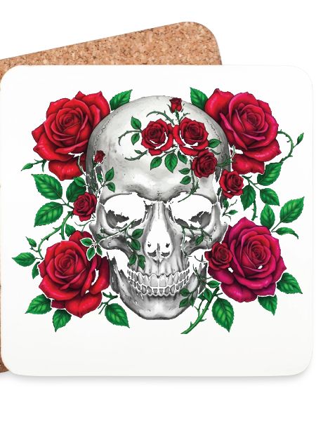 Totenkopf mit Rosen