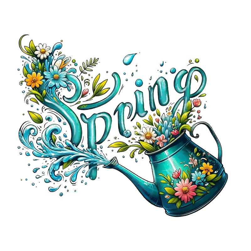 Spring Watering Can Let It Grow Spring Flowers