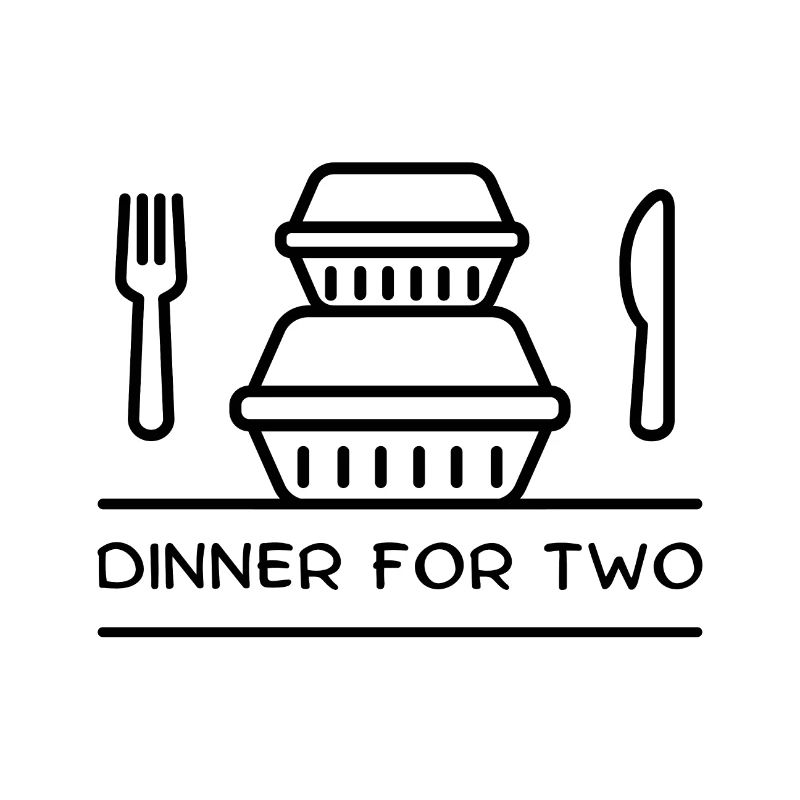 Dinner for two – takeaway boxes, fork, knife.