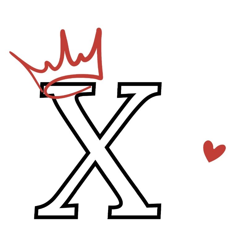 Buchstabe x Herzkrone