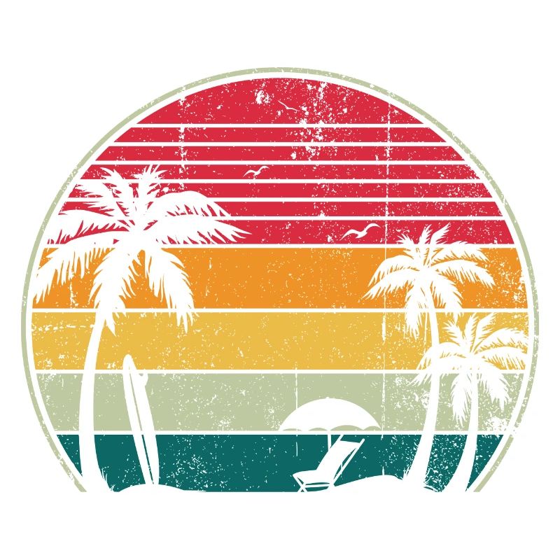 Retro Sunset Palm Circle