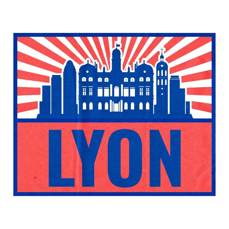 Lyon Skyline BlauRot Retro