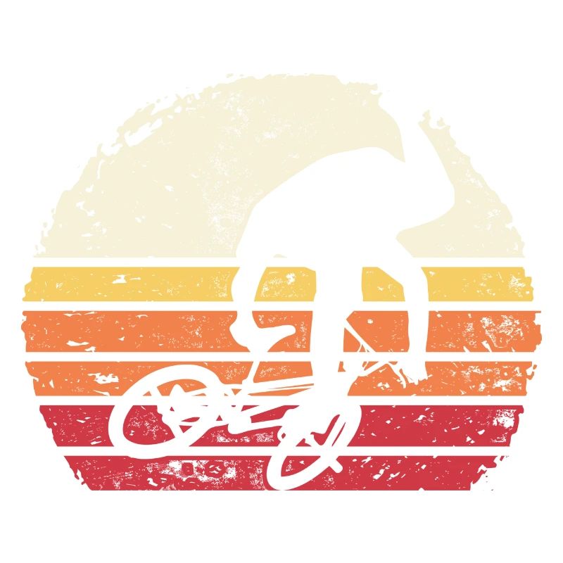 Retro Sunset Cyclist Silhouette