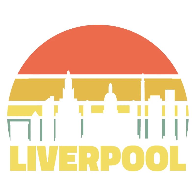 Liverpool Skyline Rétro Coucher de soleil Silhouette