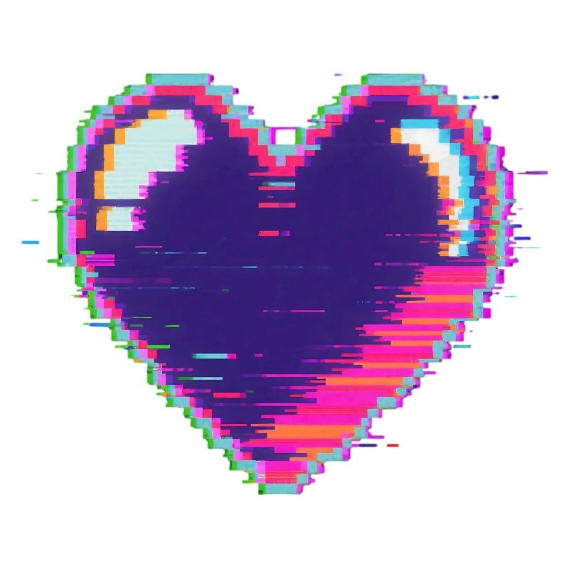 Glitchherz Neon Pixel Liebe Nerd