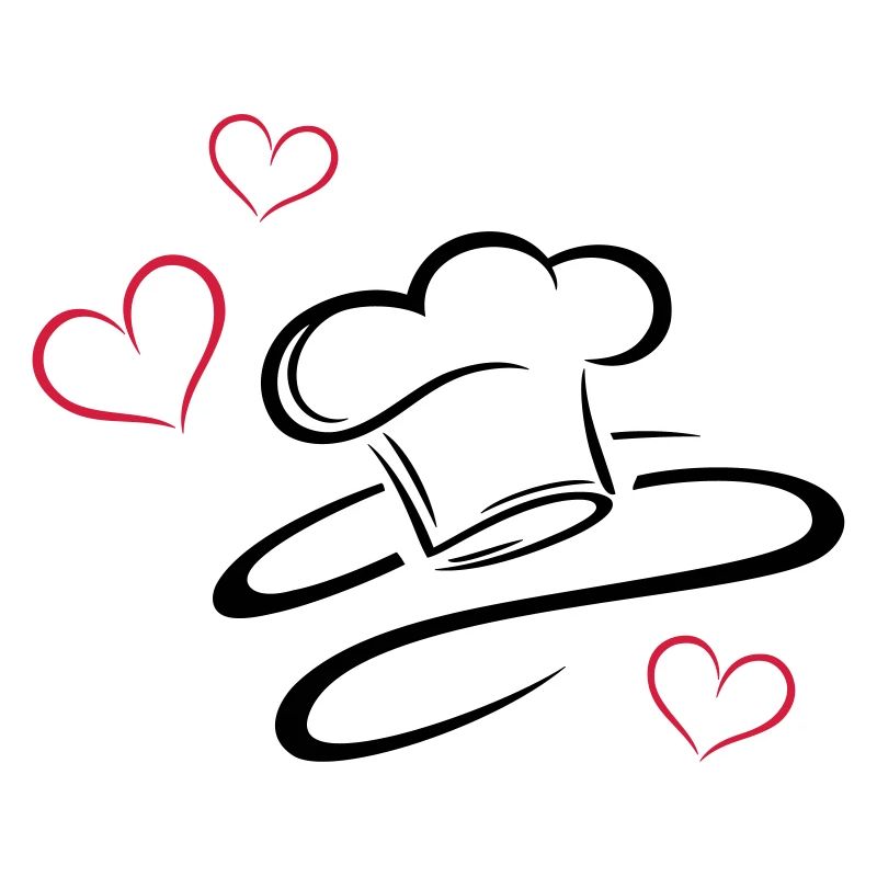 Cook, logo, chef hat with three hearts.