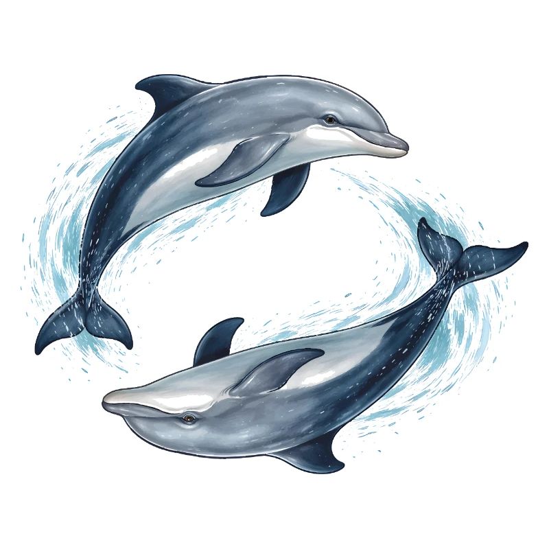Two jumping dolphins illustration