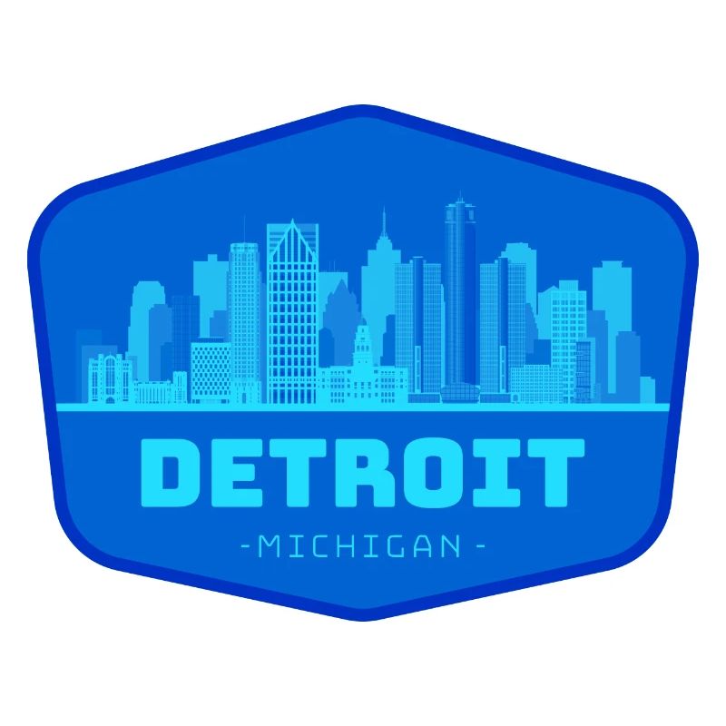 Detroit Skyline Blau Patch