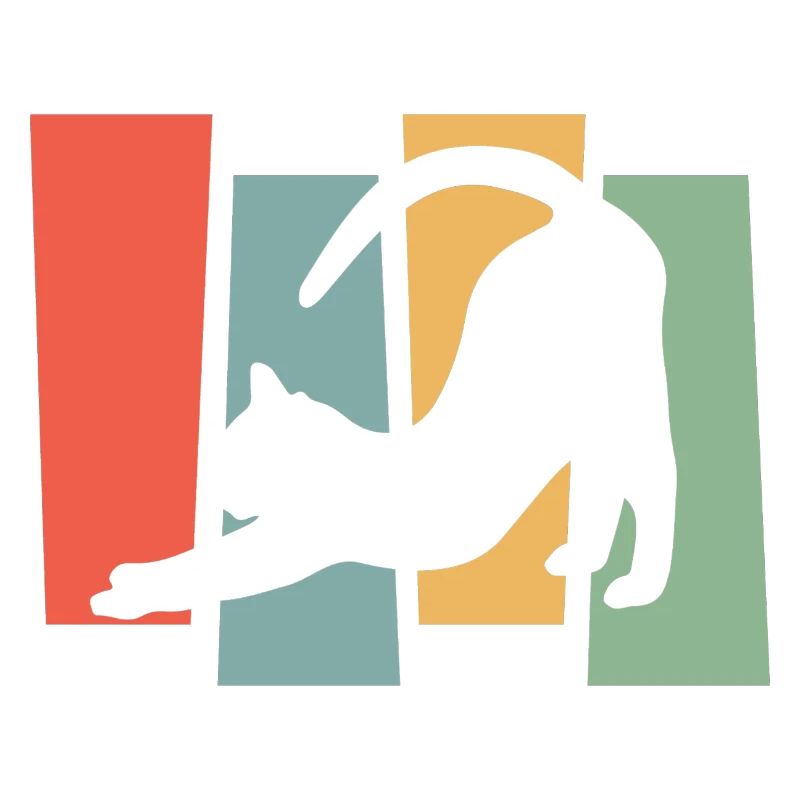 Silhouette de chat devant des blocs de couleur