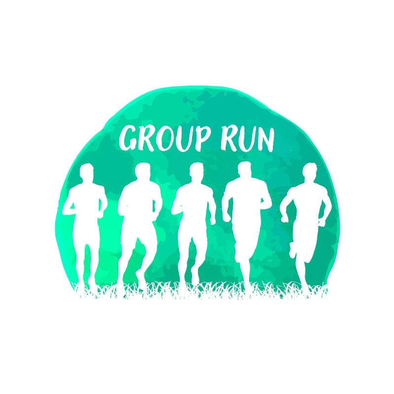 Group Run Group run in a team with grass and moon