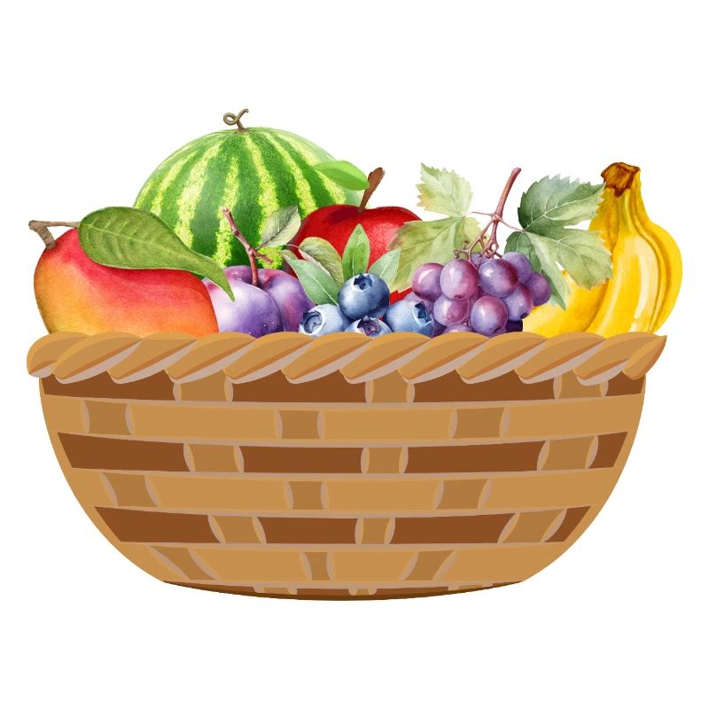 Früchtekorb mit buntem Obstmotiv