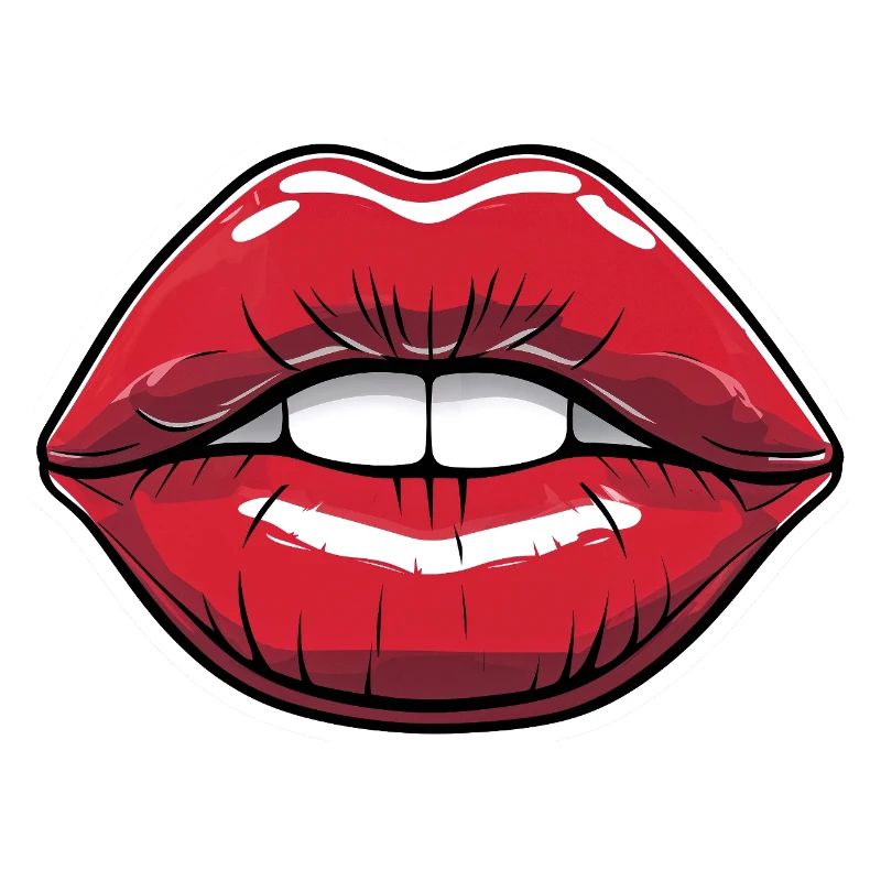 Kussmund Comic-Style Lippe Rot