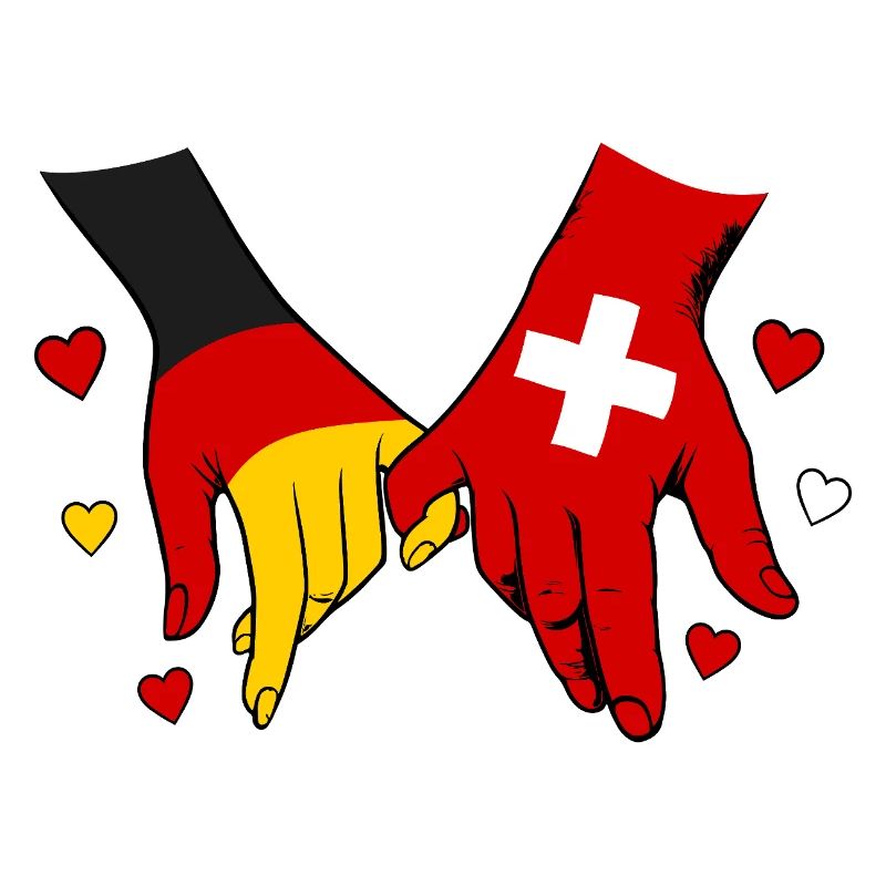 Germany Switzerland Flags Holding hands