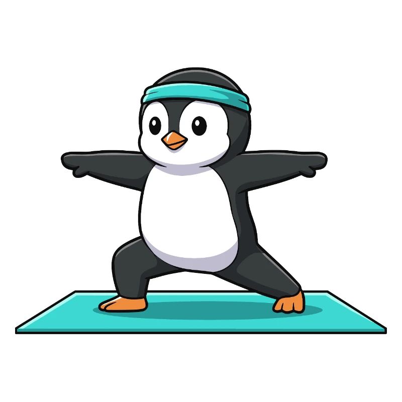 Yoga Penguin Bird Doing Warrior Pose
