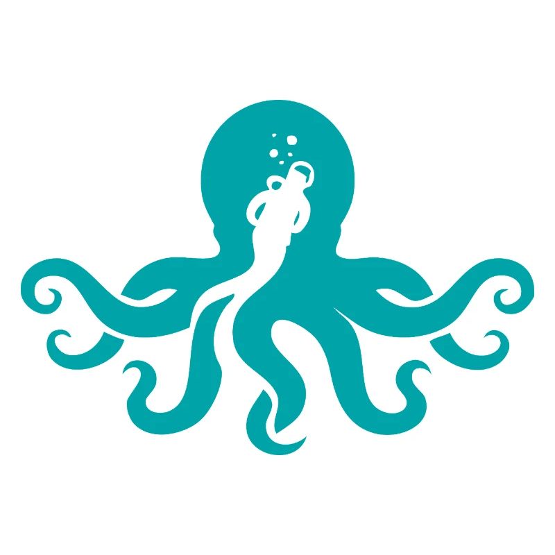 Turquoise Octopus Silhouette