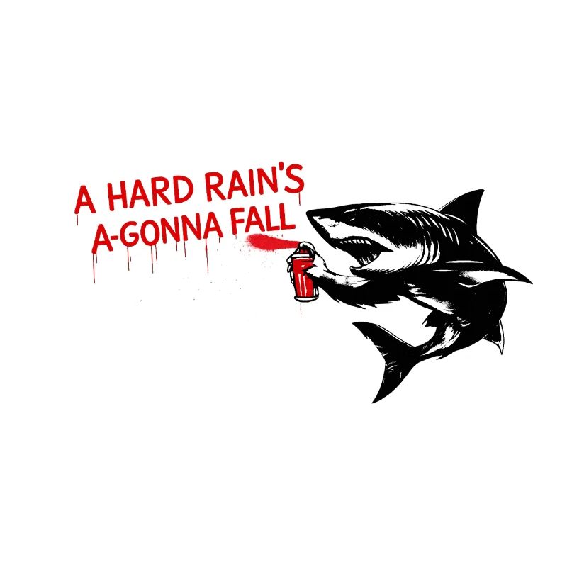 Requin graffiti avec des lettres rouges