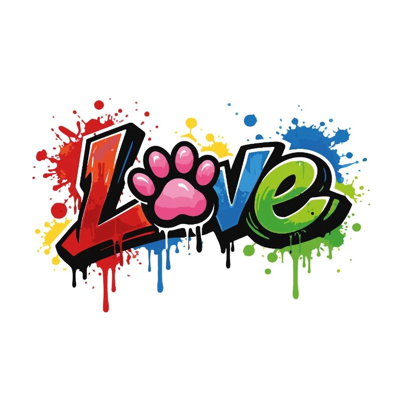 Love – Graffiti Stil mit Katzenpfote