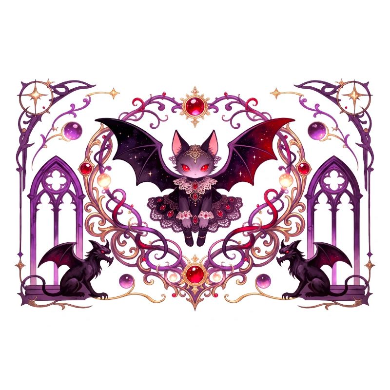 Gotische Vampirkatze Dunkle Fantasy Hexendesign