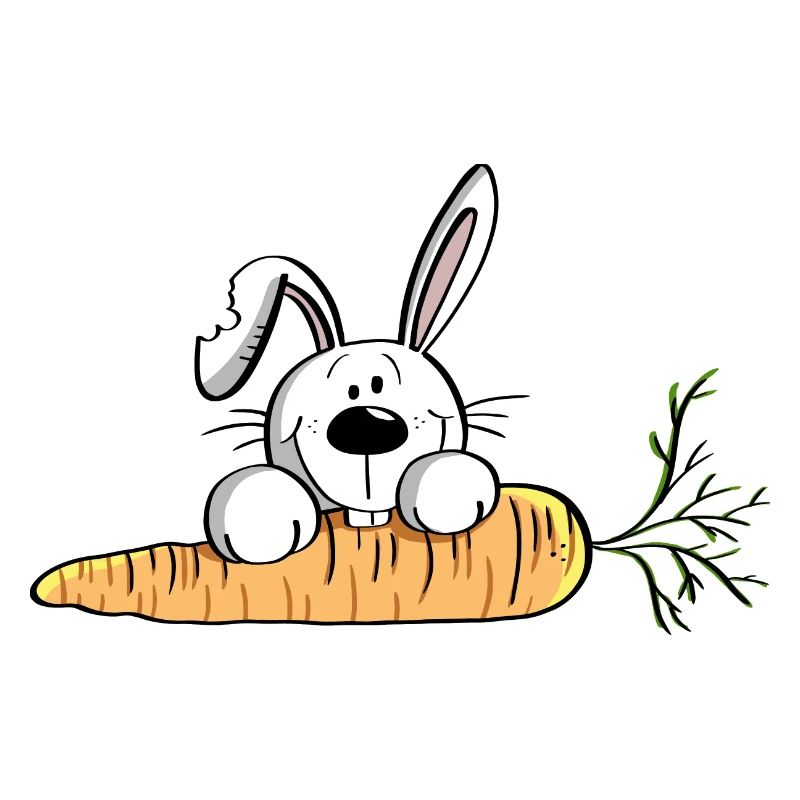 White rabbit with fat carrot - Easter - Easter bunny