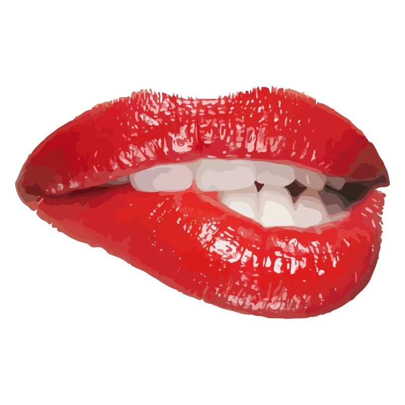 Crimson Lip Bite Pop Art