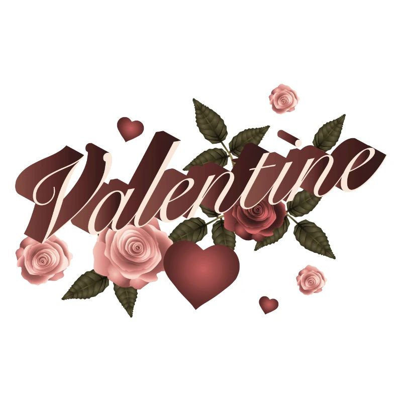 typographie magique de la Saint-Valentin avec des roses