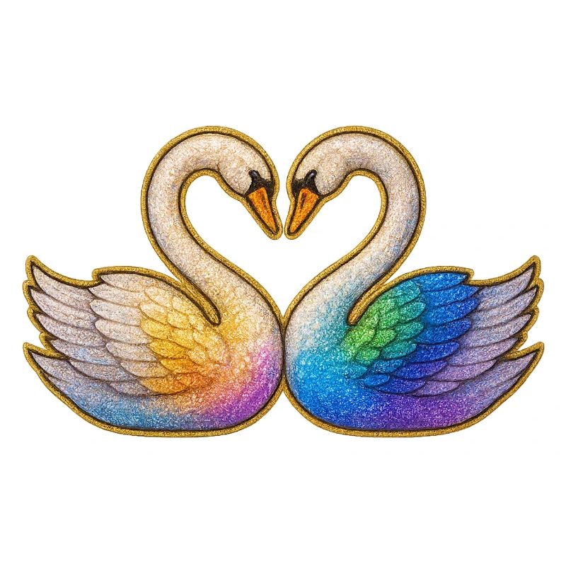 Regenbogenherz Schwanenpaar