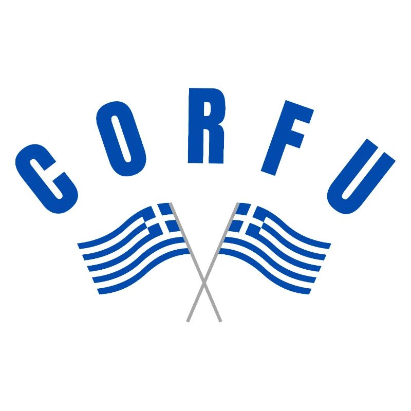 Corfou avec drapeaux grecs croisés