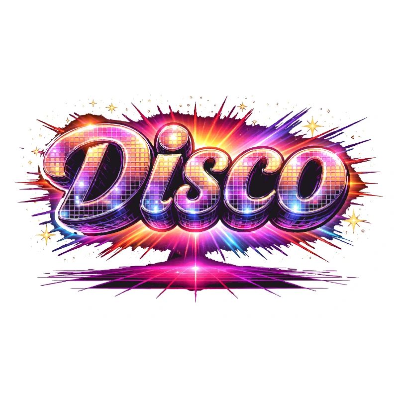 Disco Lettering Neon 80s Style