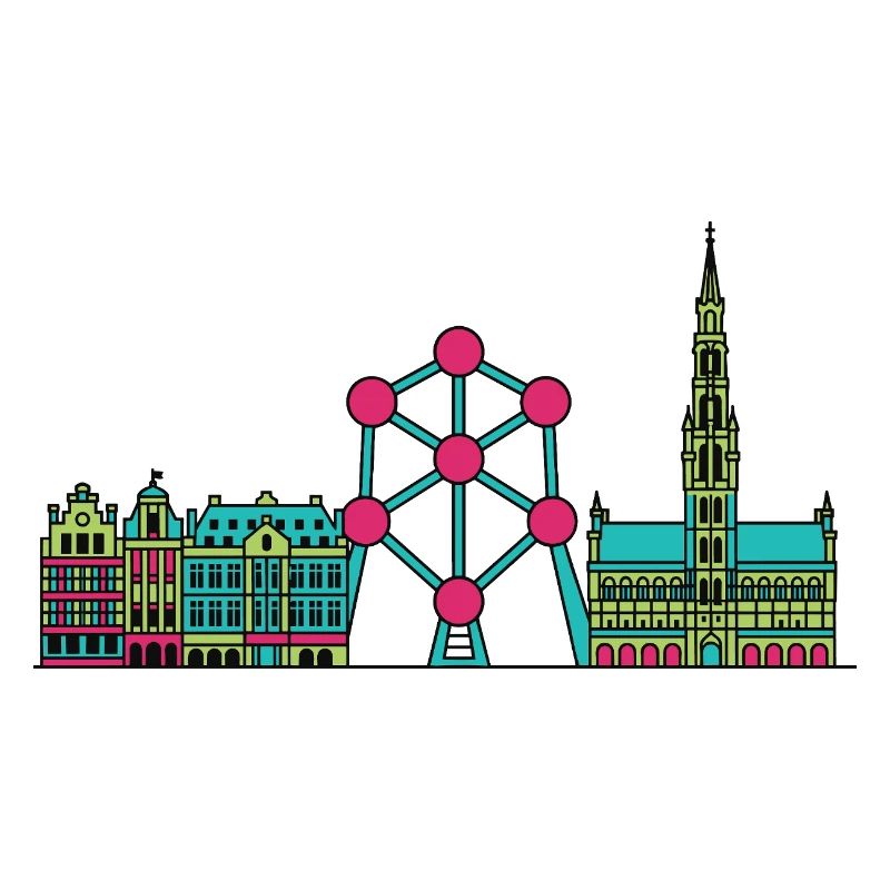 Brüsseler Stadtsilhouette Atomium Moderne Linienkunst