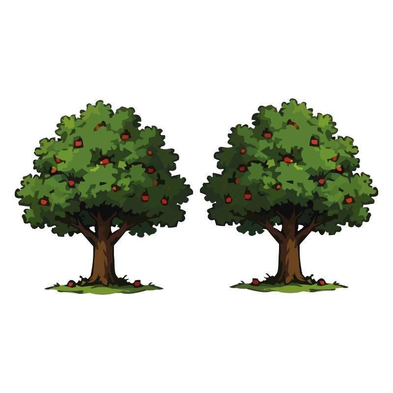 Double tree with red apples