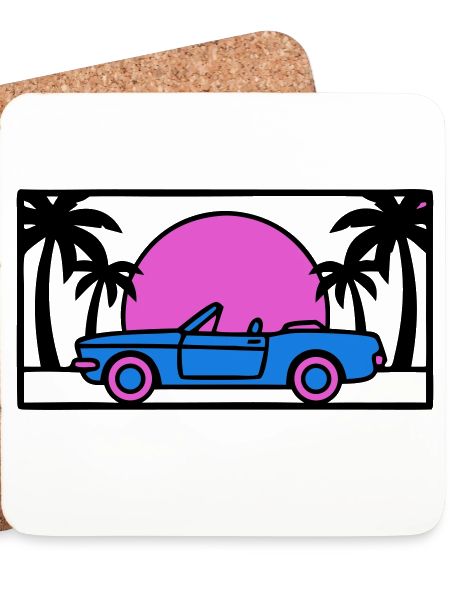 Cabrio Palmen Sunset Grafik