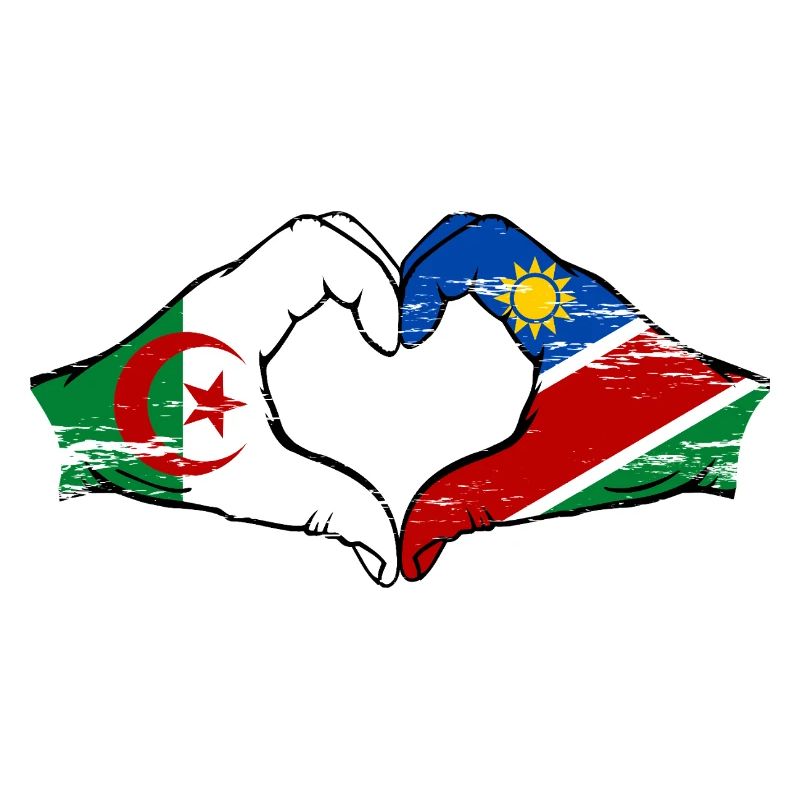 Algeria Namibia Flag Hands Heart Shape Used