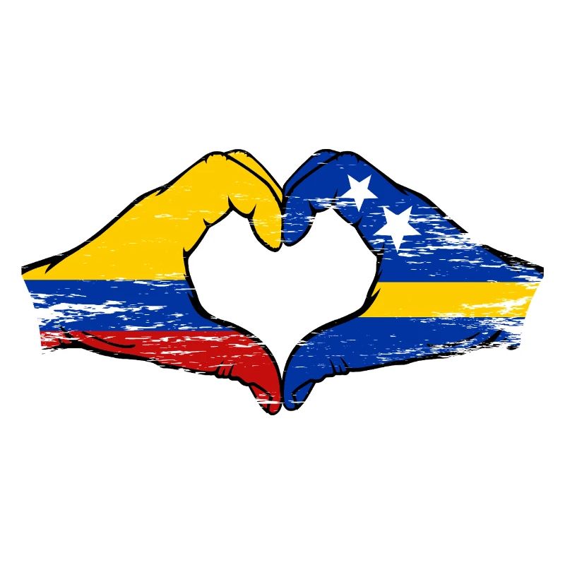 Mains du drapeau de la Colombie de Curaçao en forme de cœur utilisé