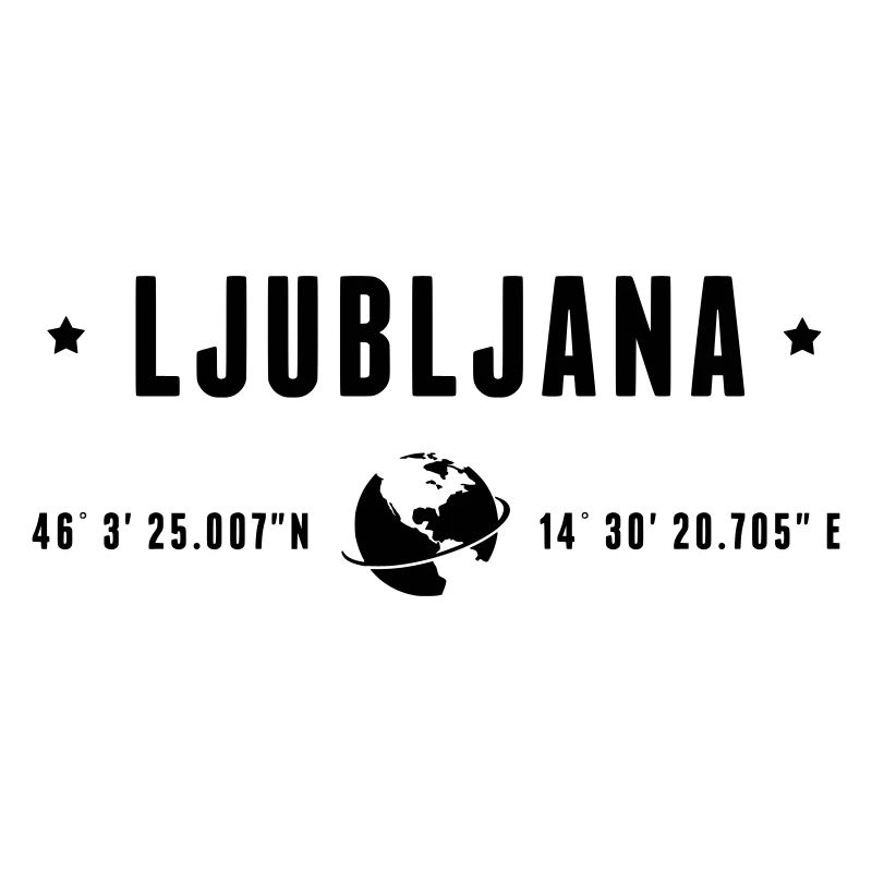 Ljubljana GPS Coordinates Globe Modern Typography